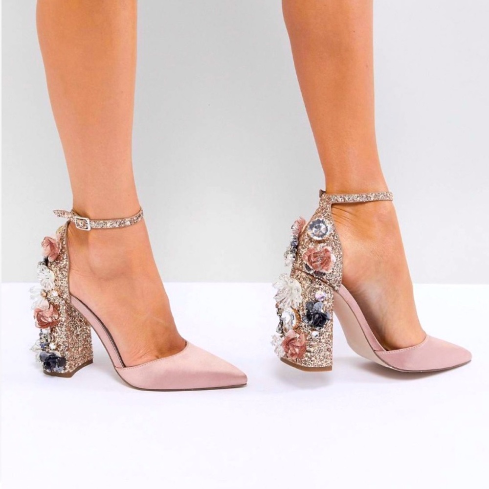 ASOS DESIGN Passionate Embellished Satin Heel